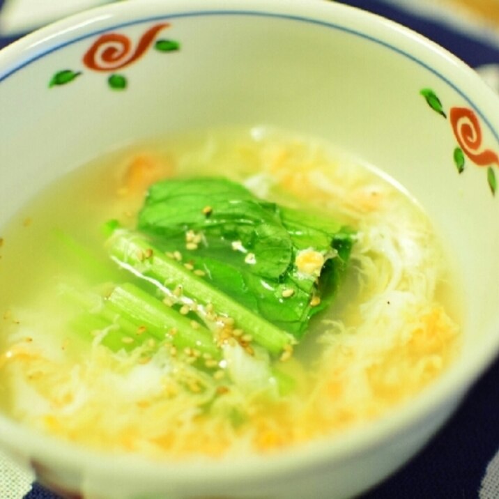 妊婦さんにもおすすめ 小松菜と玉子のあっさりスープ レシピ 作り方 By Necoshiba 楽天レシピ